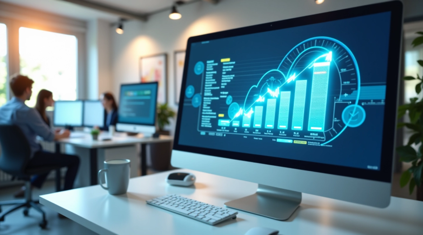 Schermo di computer con software di ottimizzazione e pulizia in esecuzione