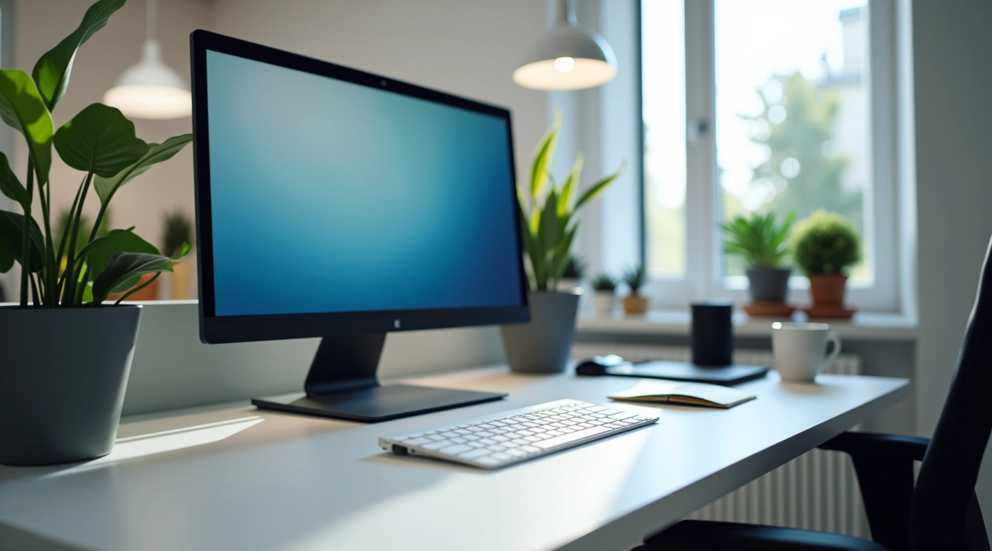 Schermo di computer con interfaccia di manutenzione del sistema in esecuzione